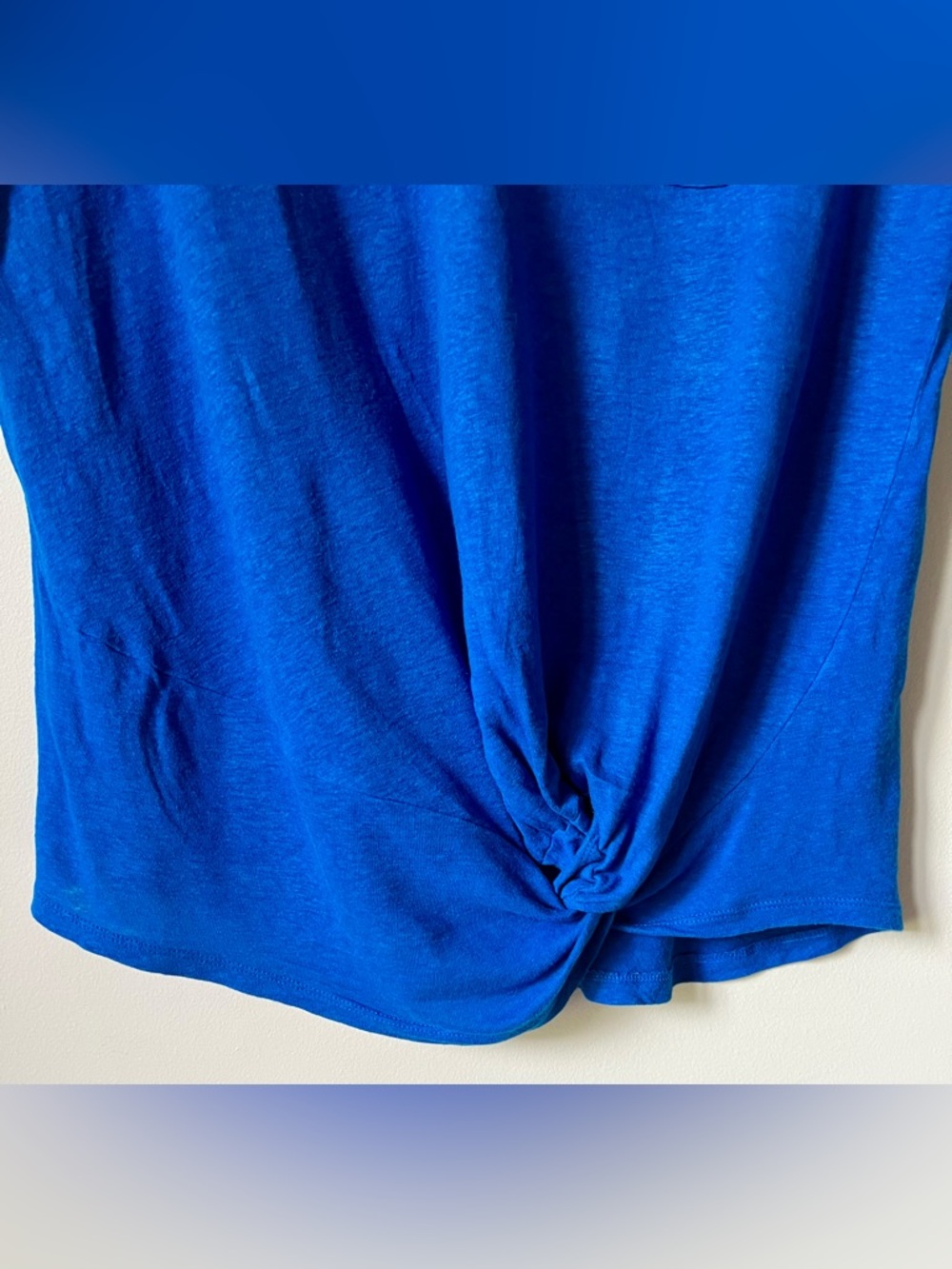 Lauren Ralph Lauren Daharlyn Twist Front Linen Blend Logo Tee Colby Blue Size L - Picture 6 of 9
